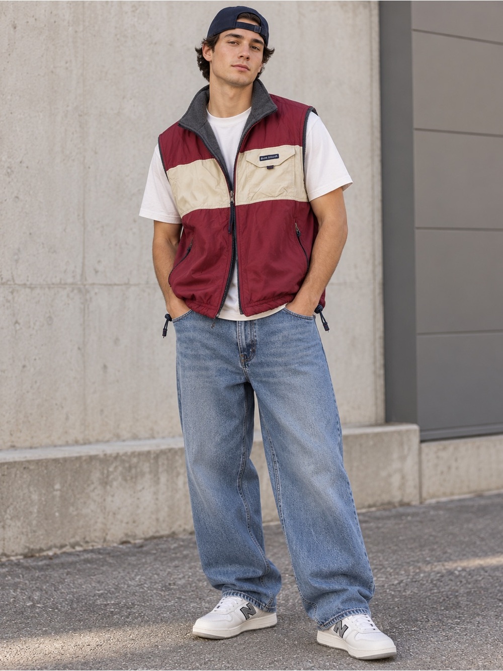 Vintage Reversible B.U.M Equipment Vest Gorpcore Streetwear 90s Grunge Large